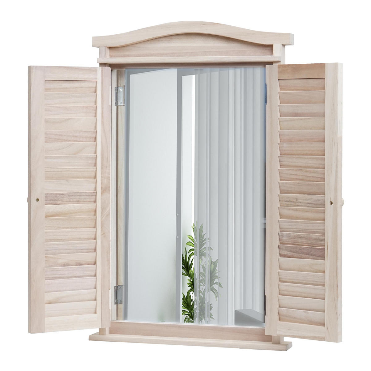WANDSPIEGEL MIT FENSTERLÄDEN Braun - Braun, Holz (46/71/5cm) - MCW