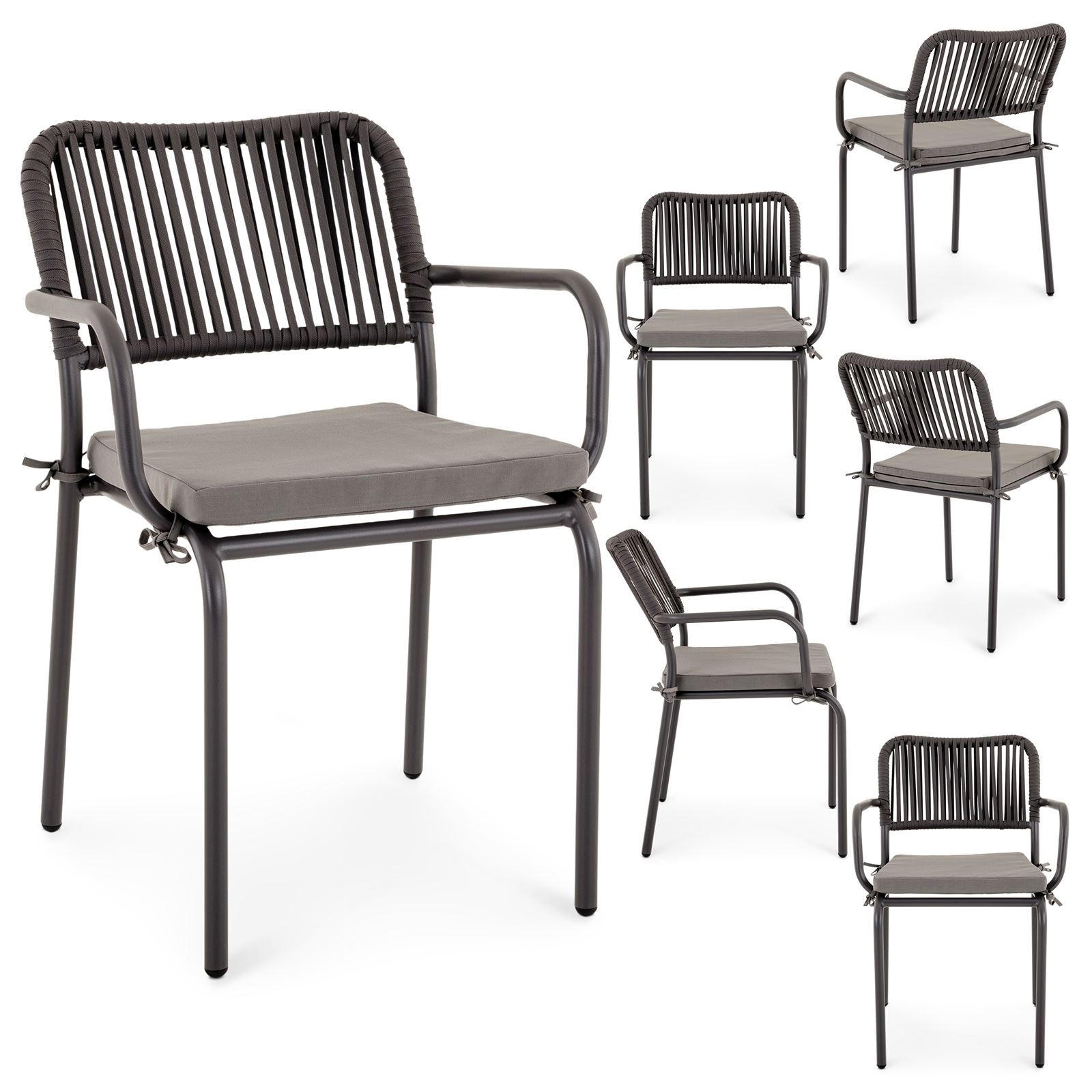 GARTENSTUHL VOLONTE 6ER-SET - Grau, Textil (56/81/65cm) - IDIMEX