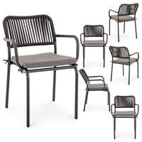 GARTENSTUHL VOLONTE 6ER-SET - Grau, Textil (56/81/65cm) - IDIMEX