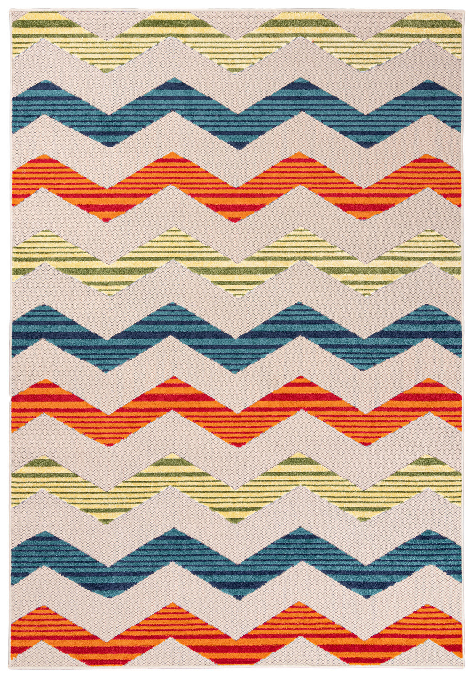 TEPPICH Outdoor Bunte Chevron Kurzflor Rechteckig - 160x230 cm - Multicolor, Textil (160/230cm) - Mazovia