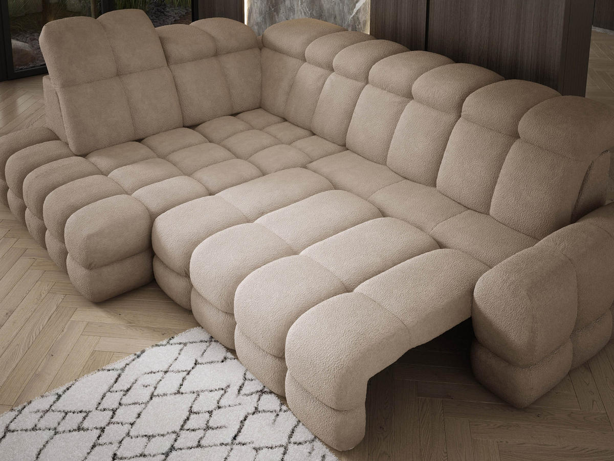 ECKSOFA TOLLO Anthology-stoff L-form 302x217x105 cm beige - Beige, Holz/Textil (302/217cm) - DomoHome