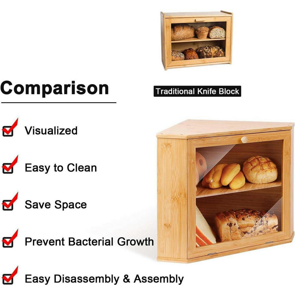 BROTKASTEN Bambus 2 Etagen 32 x 32 x 34 cm - Hellbraun, Naturmaterialien (32/34/32cm)