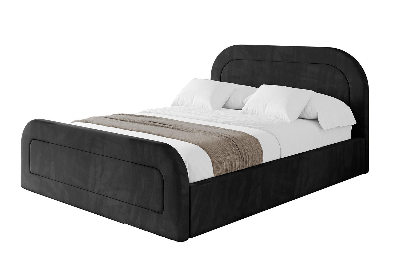 POLSTERBETT mit Bettkasten, Fußteil und Lattenrost, Boxbett mit Matratze H3/H4 - LERAY-Z 120x200 Schwarz - Schwarz, Holzwerkstoff/Textil (120/200cm) - ALTDECOR