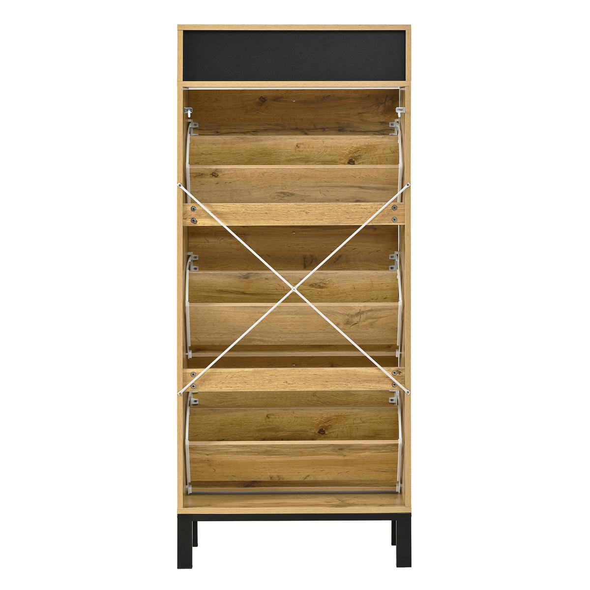 SCHUHSCHRANK 147cm schmal 3 Klappen zusätzliche Fächer - Naturfarben, Holzwerkstoff (63/147/24cm) - FLIEKS