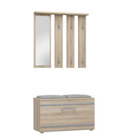 GARDEROBE set de mobilier pentru hol cu oglindă Sonoma 85/180/35 - stejar Sonoma, compozit lemnos (85/180/35cm) - RAUMHIRSCH FURNITURE
