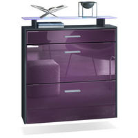SCHUHSCHRANK Malea Fronten in Brombeer Hochglanz - Brombeere, Holzwerkstoff (89/96/23cm) - Vladon