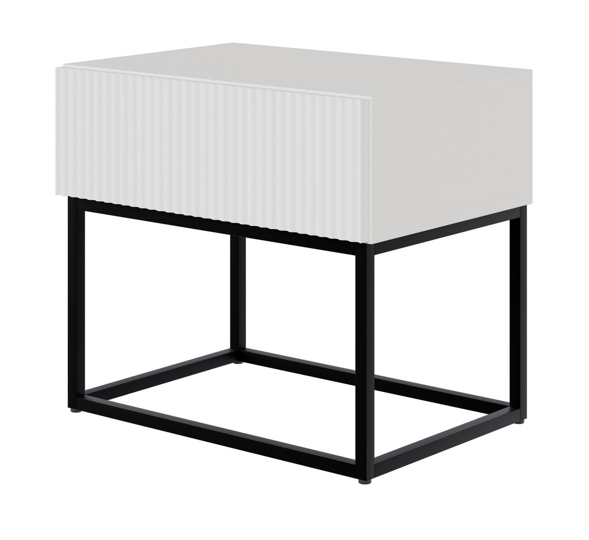 NACHTSCHRANK Veldio Weiß mit schwarzen Beinen 50 cm - Schwarz/Weiß, Holzwerkstoff/Metall (50/44/35.6cm) - Selsey