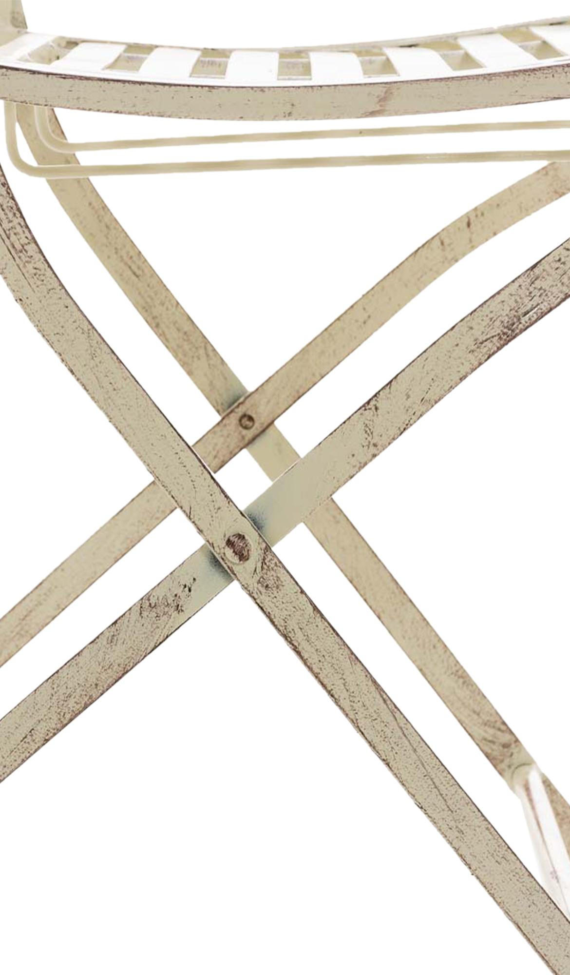 GARTENKLAPPSTUHL Metall Antik-Creme - Creme, Metall (42/91/49cm) - CLP