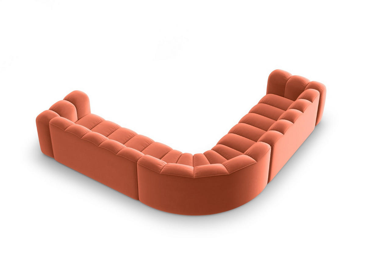 ECKSOFA symmetrisch modular Lupine aus Samt koralle 5 Sitzplätze - Koralle, Textil (309/309cm) - Micadoni