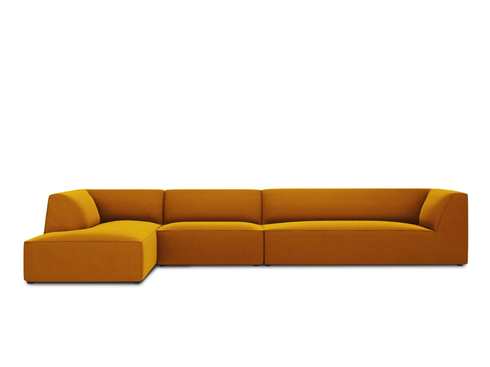 ECKSOFA links Ruby aus Samt gelb 5 Sitzplätze - Gelb, Textil (180/366cm) - Micadoni