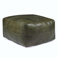 POUF 75/75/45 cm Echtleder Olivgrün - Grün, Leder (75/45/75cm) - Furnhouse