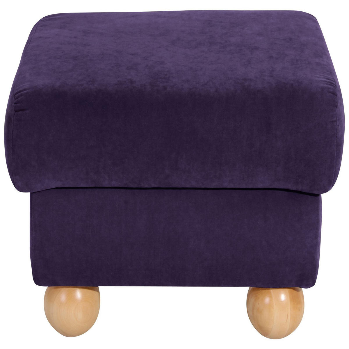 HOCKER Kasha Bezug Veloursstoff Buche natur / violett - Violett/Buchefarben, Kunststoff (54/48/54cm) - 58aufmkessel