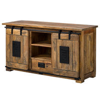 SIDEBOARD - Mango massiv / Eisen - Mango / Schwarz - Braun, Holz/Metall (128/70/45cm) - home24