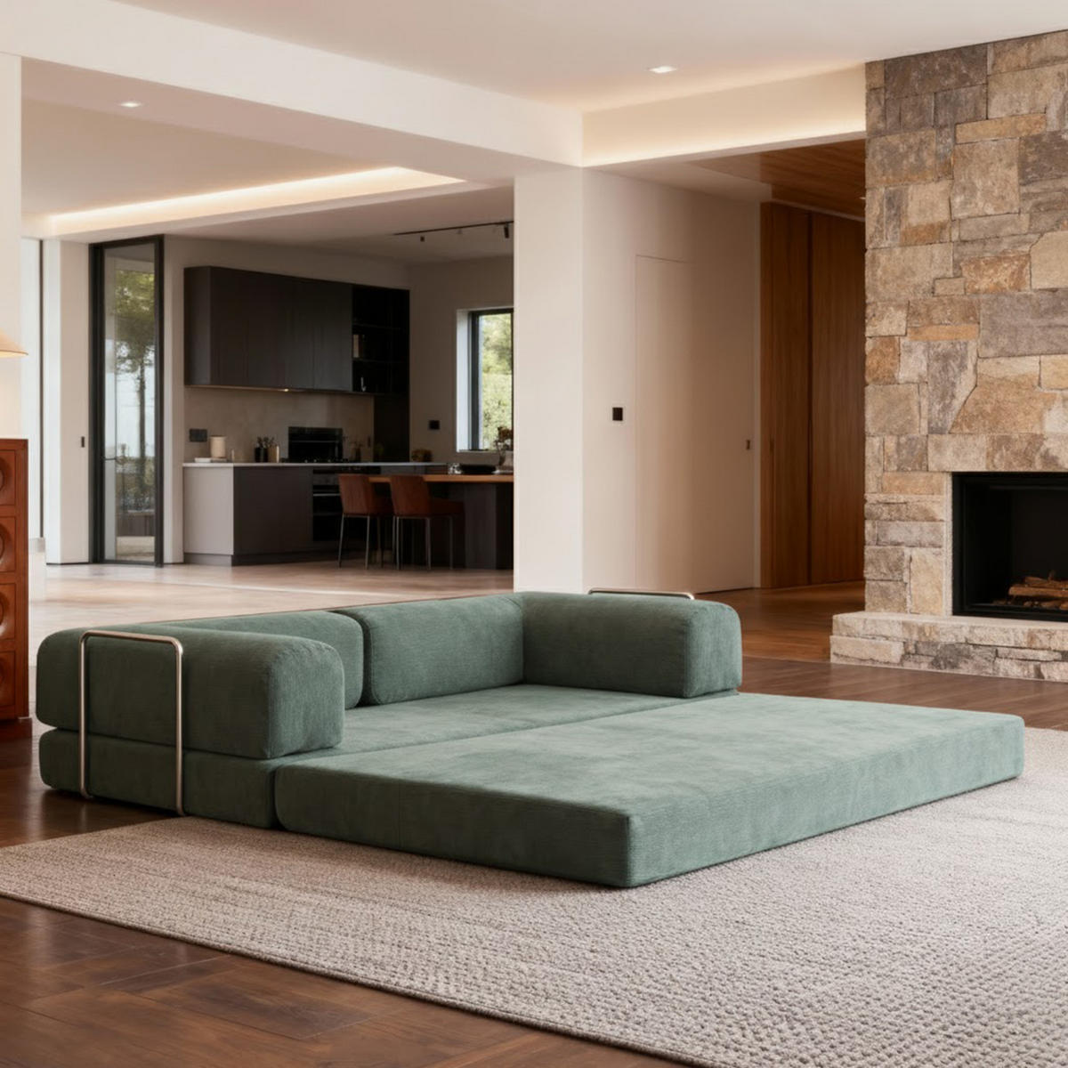 SCHLAFSOFA Kaia Salbei Weiß - Salbeigrün, Textil (180/70/100cm) - COCO Living