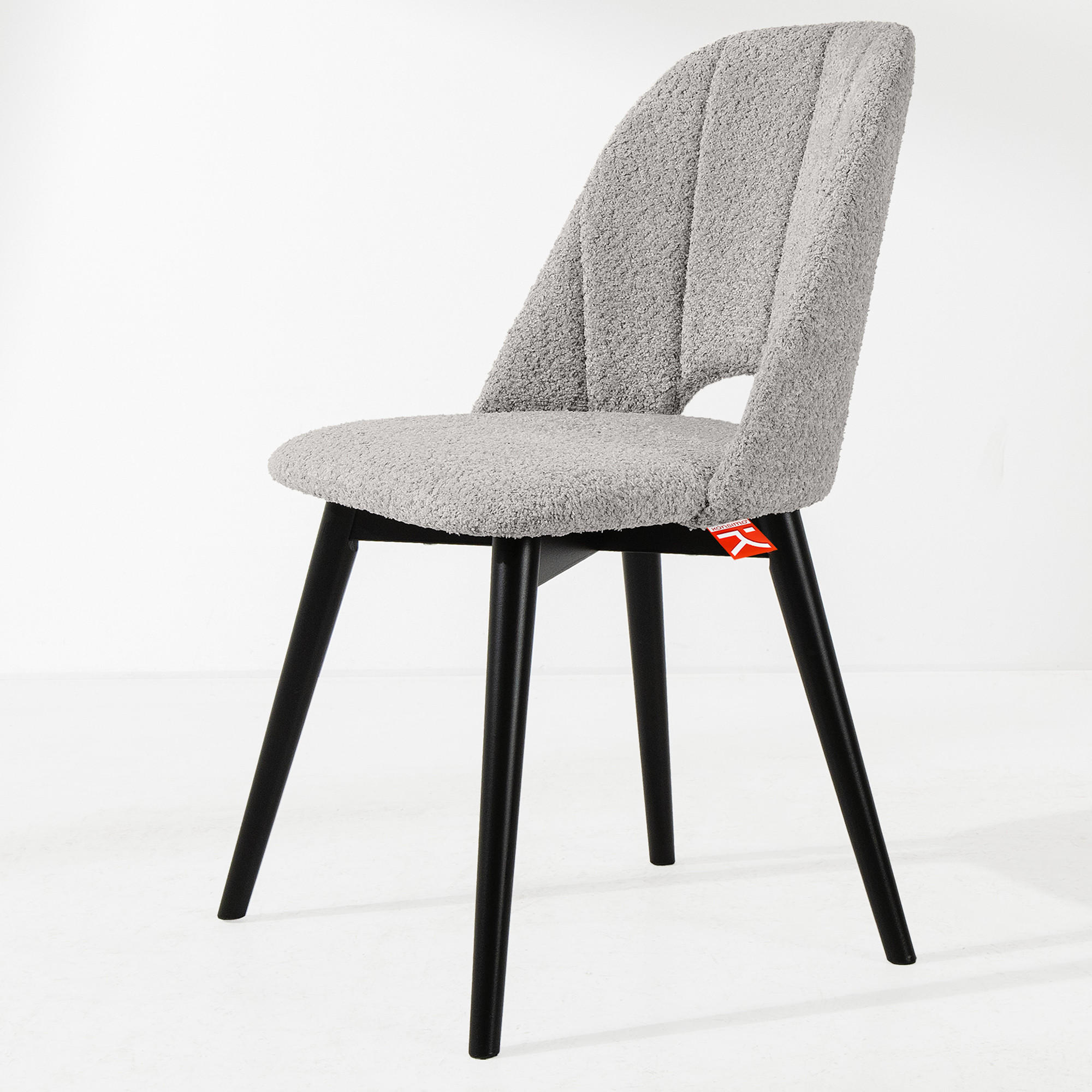 POLSTERSTUHL TINO Wohnzimmerstühl, 2-er Set, Bouclé - Schwarz/Grau, Holz/Textil (48/86/44cm) - KONSIMO®