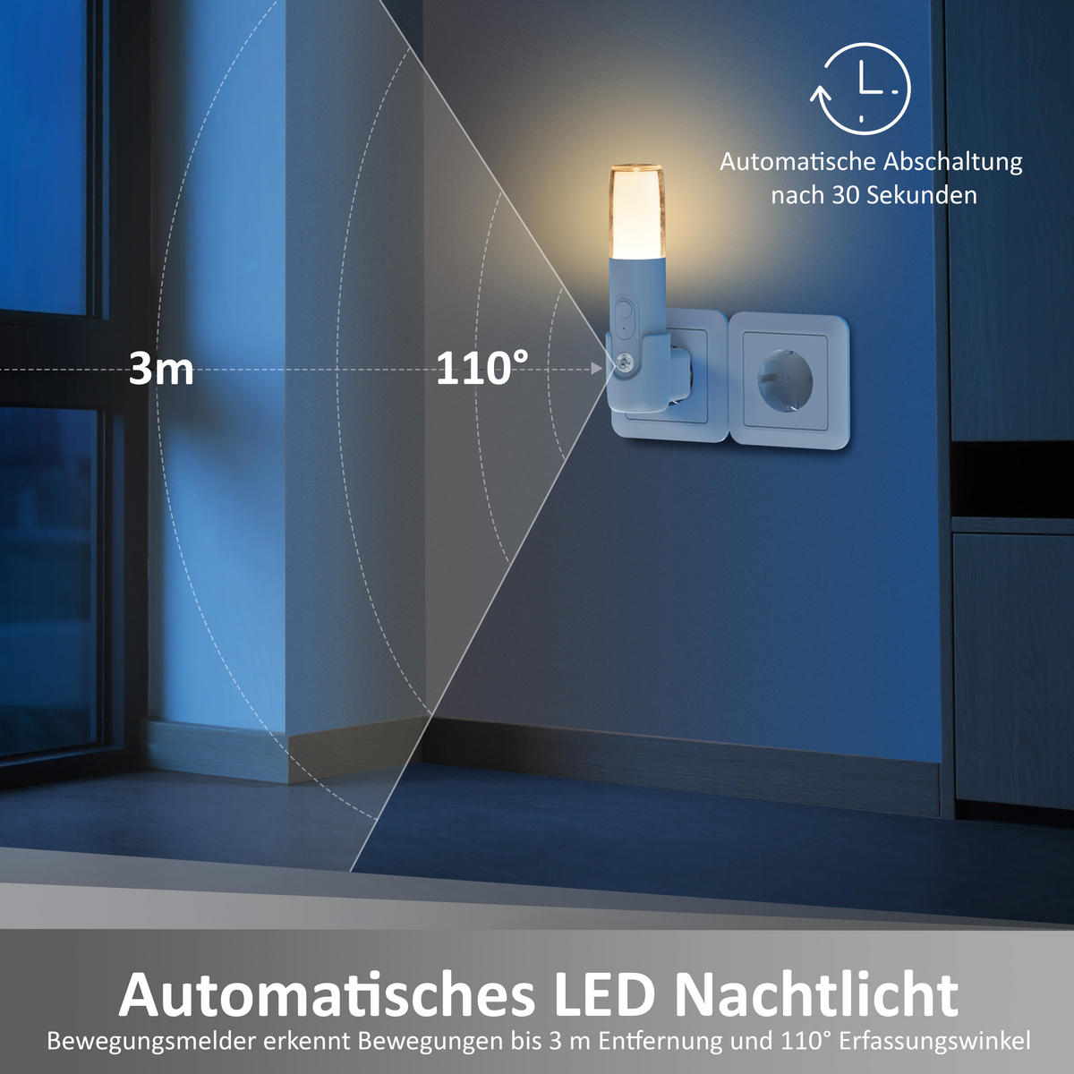 LED-ORIENTIERUNGSLEUCHTE Rund Weiß Kunststoff 2er-Set - Weiß, Kunststoff (9/4/15cm) - Northpoint