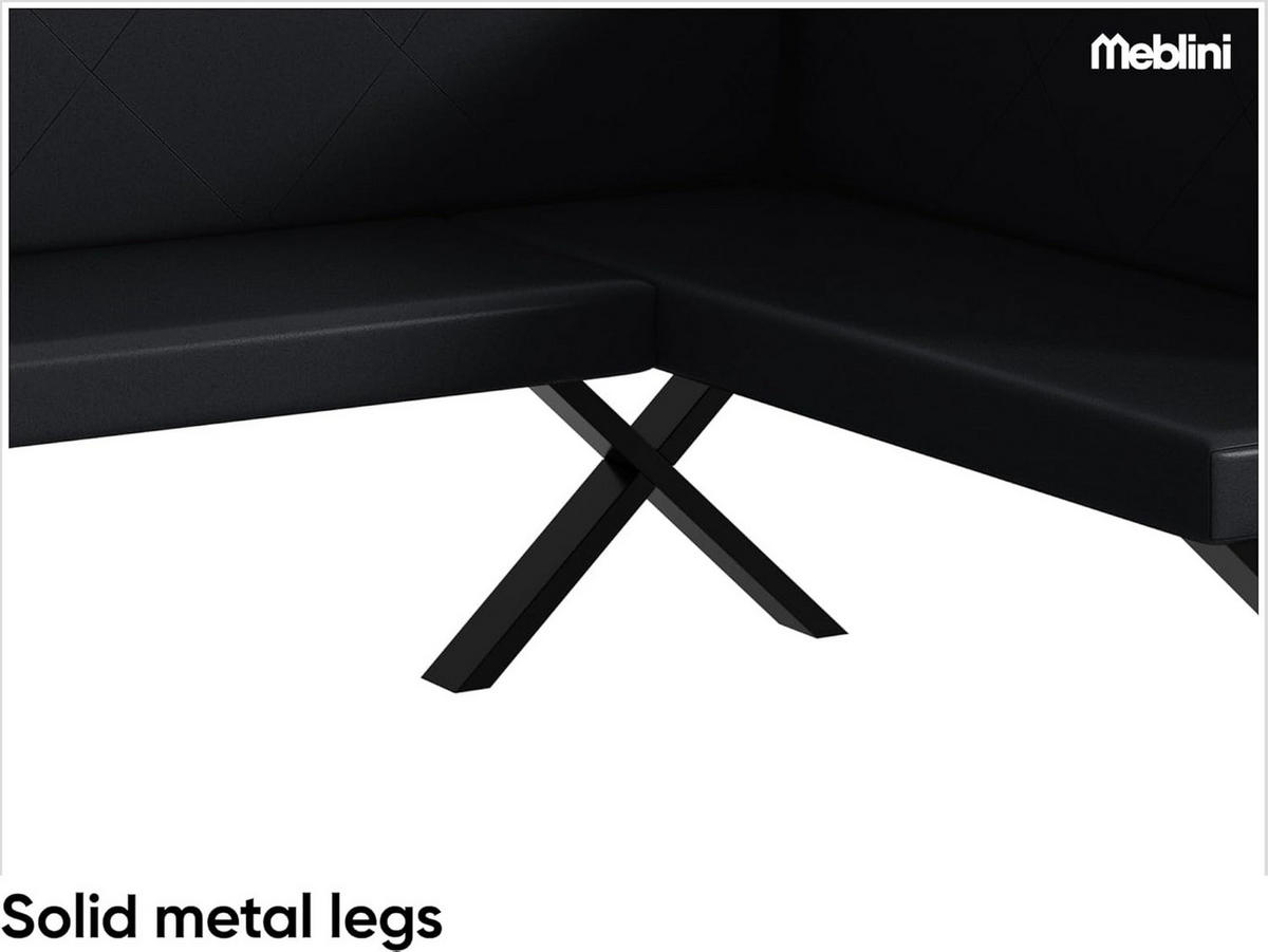 ECKBANK ERIC_X - Schwarz, Leder (128/168cm) - Meblini