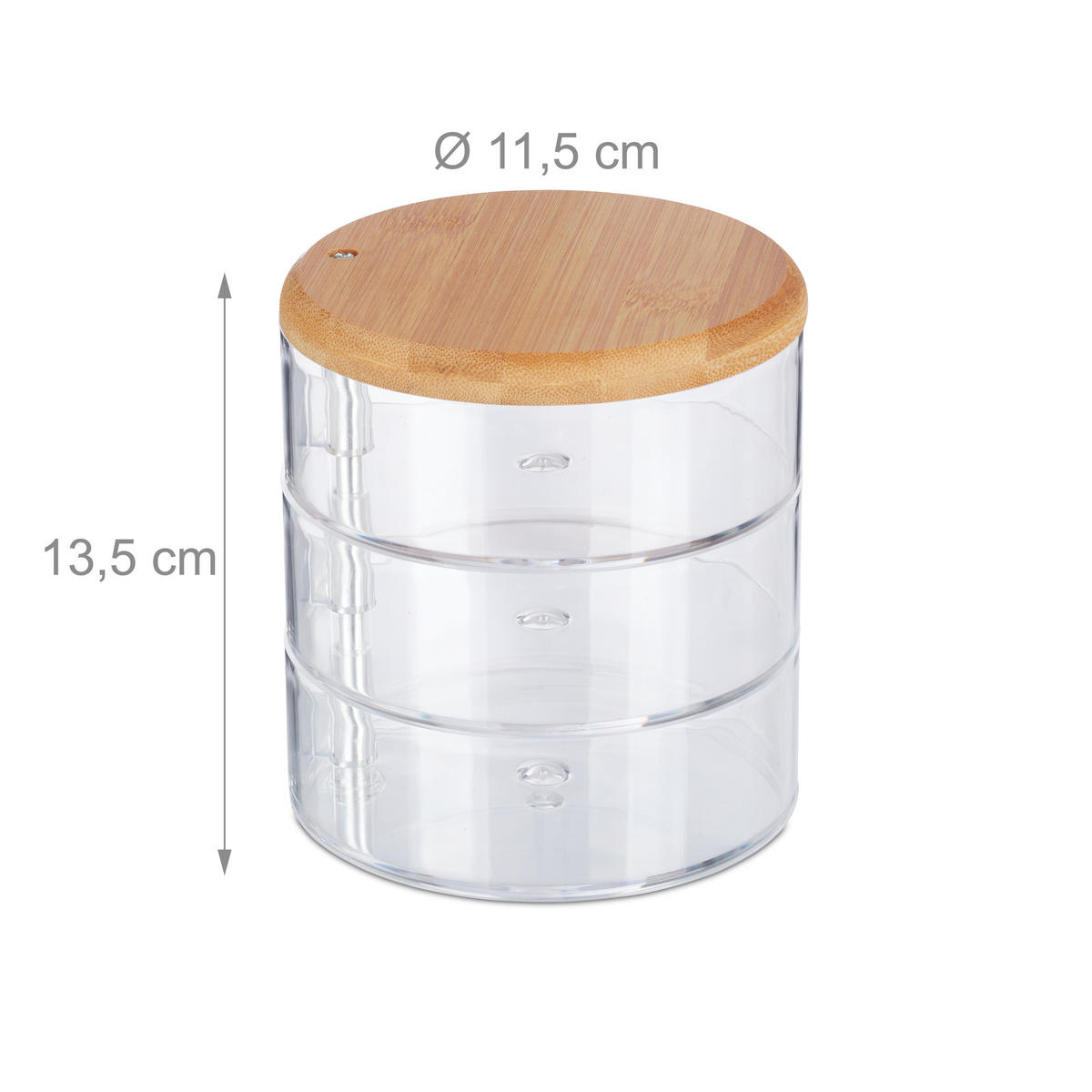 MAKEUP Organizer - Transparent, Holz/Kunststoff (11.5/13.5/11.5cm) - Relaxdays