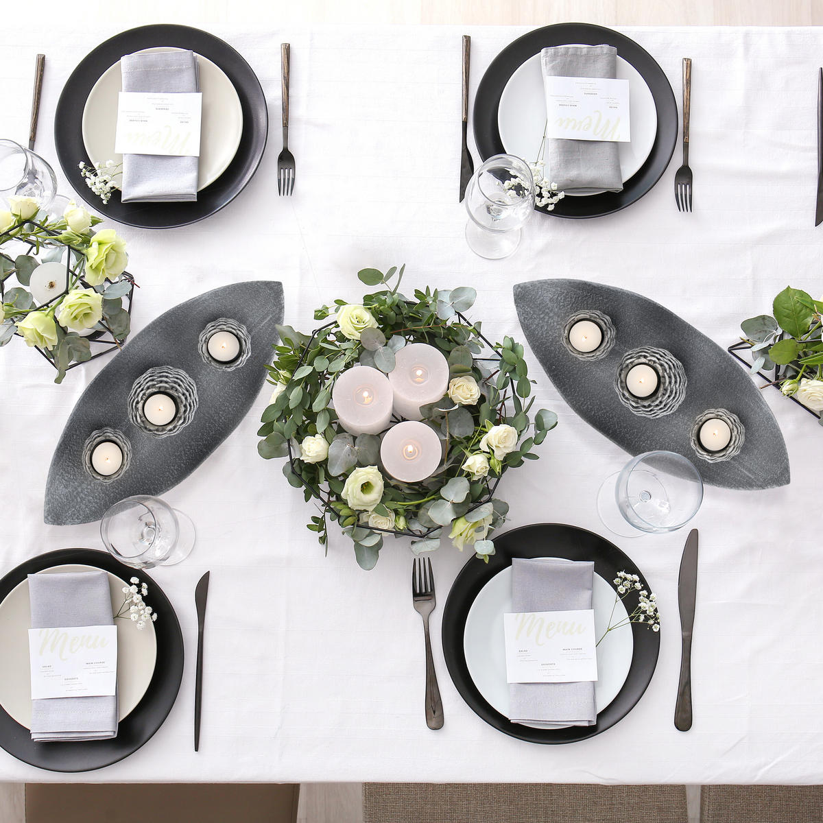 KERZENDEKO - Grau, Holzwerkstoff/Paraffin (7.5cm) - Relaxdays