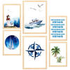 POSTER Set Mit 6 Komposition Meer & Strand A3 & A4 Rahmen Aus Hellem Holz - Beige, Papier (29/3cm) - Nacnic
