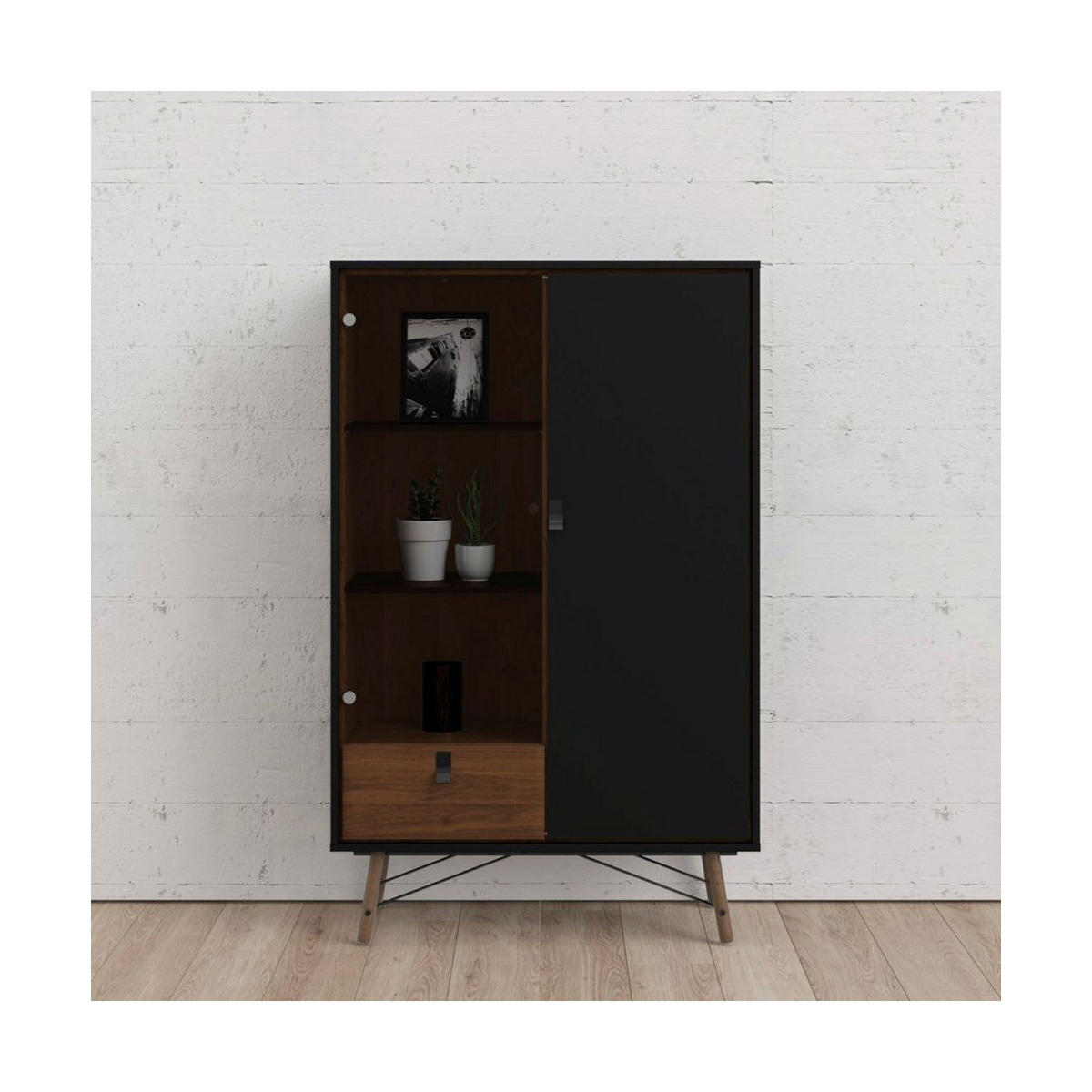 VITRINE Rye Schwarz 102/40/162 cm - Schwarz, Holzwerkstoff (102/162/40cm) - ebuy24