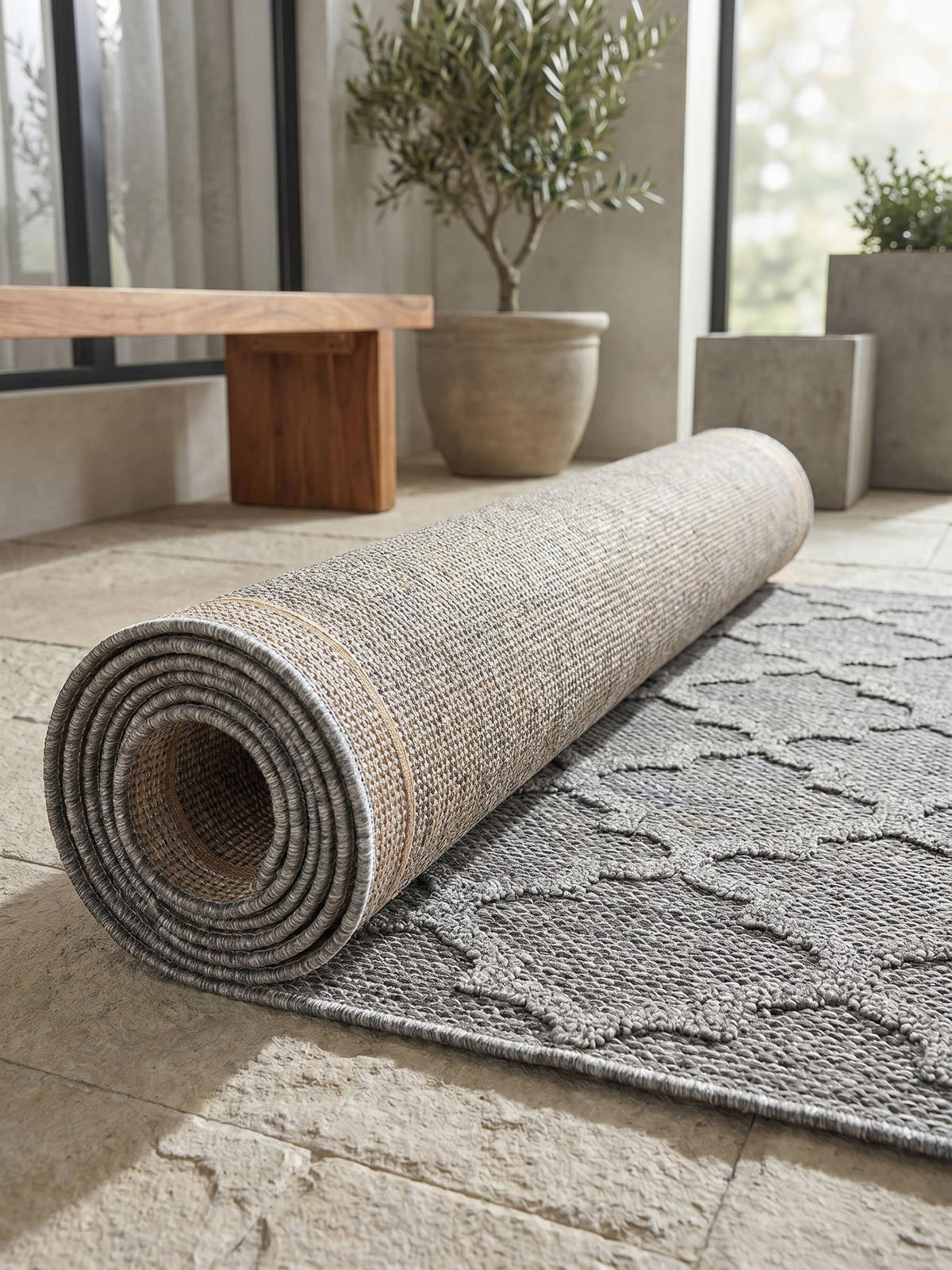 TEPPICH Outdoor IMST in Grau, im Skandi-Stil, 80 x 250 cm - Grau, Textil (250/80cm) - KADIMA DESIGN