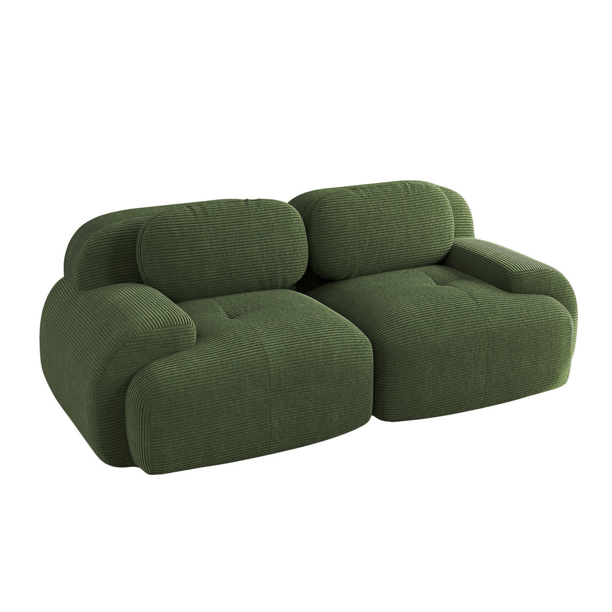 2-SITZER-SOFA in Premium-Cord Montagefrei - Grün, Textil (208/75/103cm) - Urban Meuble