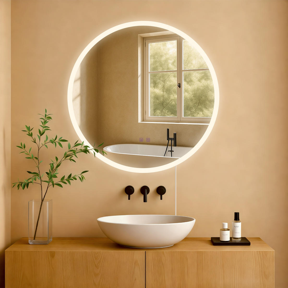 BADSPIEGEL Linz 70 ohne Bluetooth 70x3,5x70cm Glas Klarglas Badezimmerspiegel - Klar, Glas (70/70/3.5cm) - DELUKE