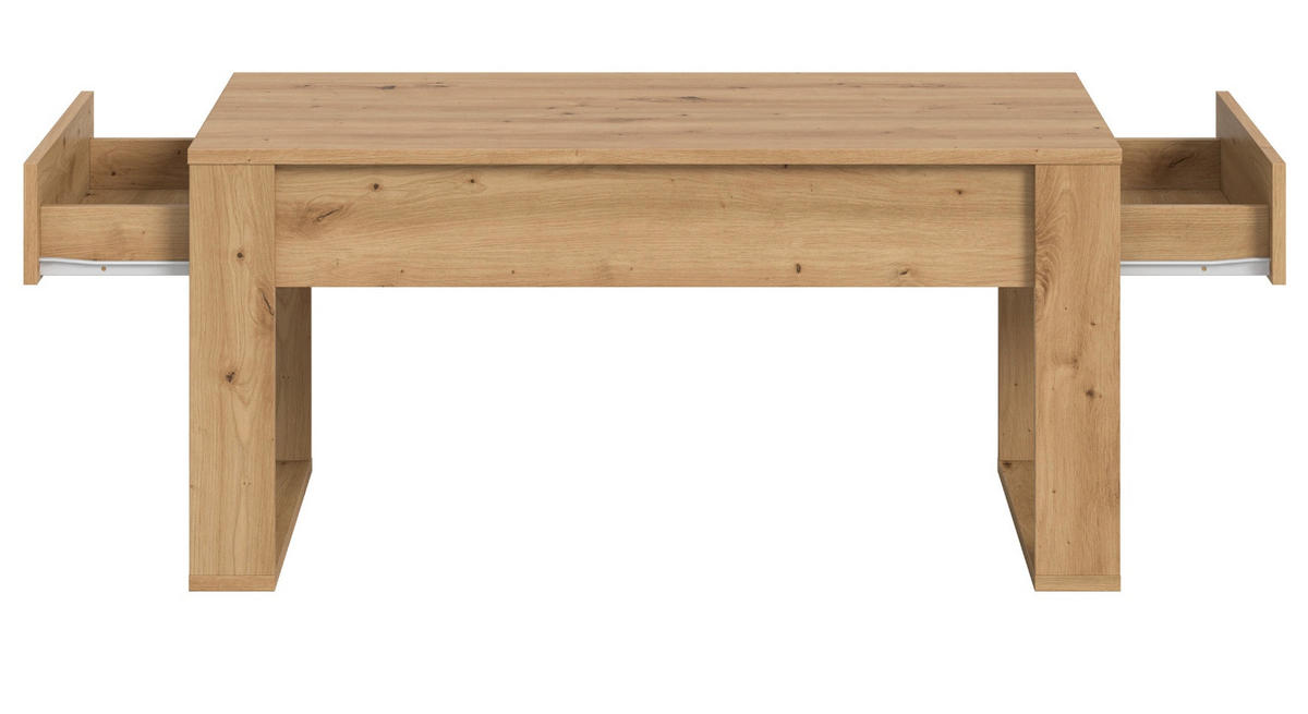COUCHTISCH Eiche Artisan, Beistelltisch mit 2x Schubkasten, 110 x 60 cm Jonte - Eiche Artisan, Holzwerkstoff (110/60/53cm) - Inn.Furn