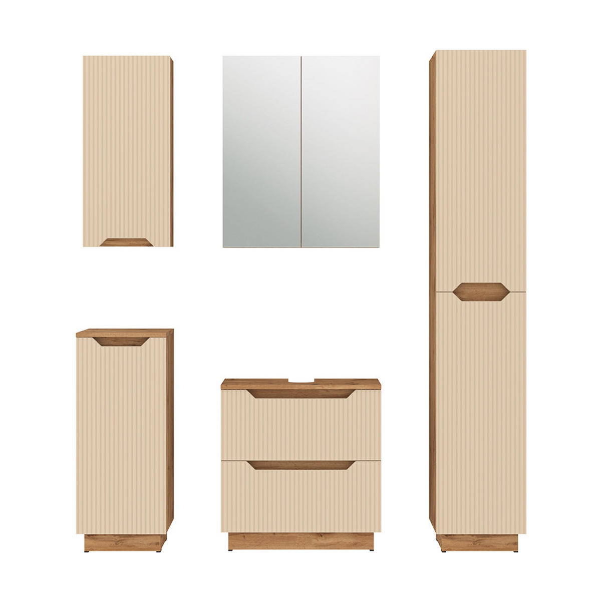 KOUPELNOVÝ NÁBYTEK Lotta Dubový/kašmírový pruhovaný - kašmírová/barva dubu, kompozitní dřevo (59.8/62.5/32cm) - Vicco