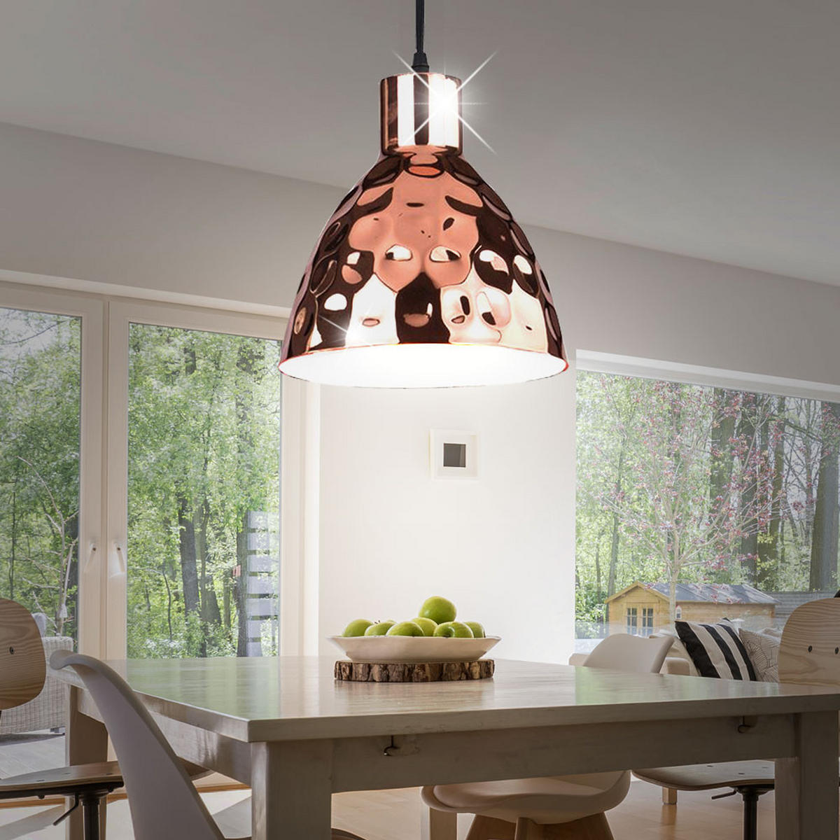 LED HÄNGELEUCHTE Hammerschlag Gold - Goldfarben, Metall (22/100/120cm)