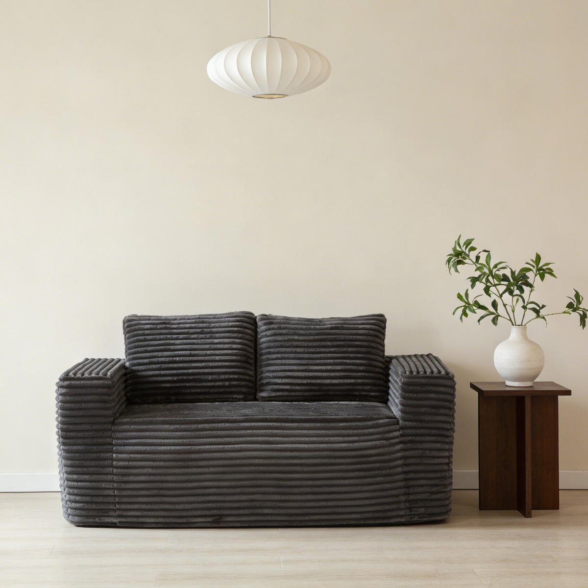2-SITZER SOFA Cord Grau - Grau, Textil (160/58/88cm) - WISHDOR