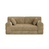 2-SITZER-SOFA – Cord, Metallrahmen, Becherhalter, kompakt, Khaki - Cappuccino, Textil (80/81/168cm) - KOMHTOM