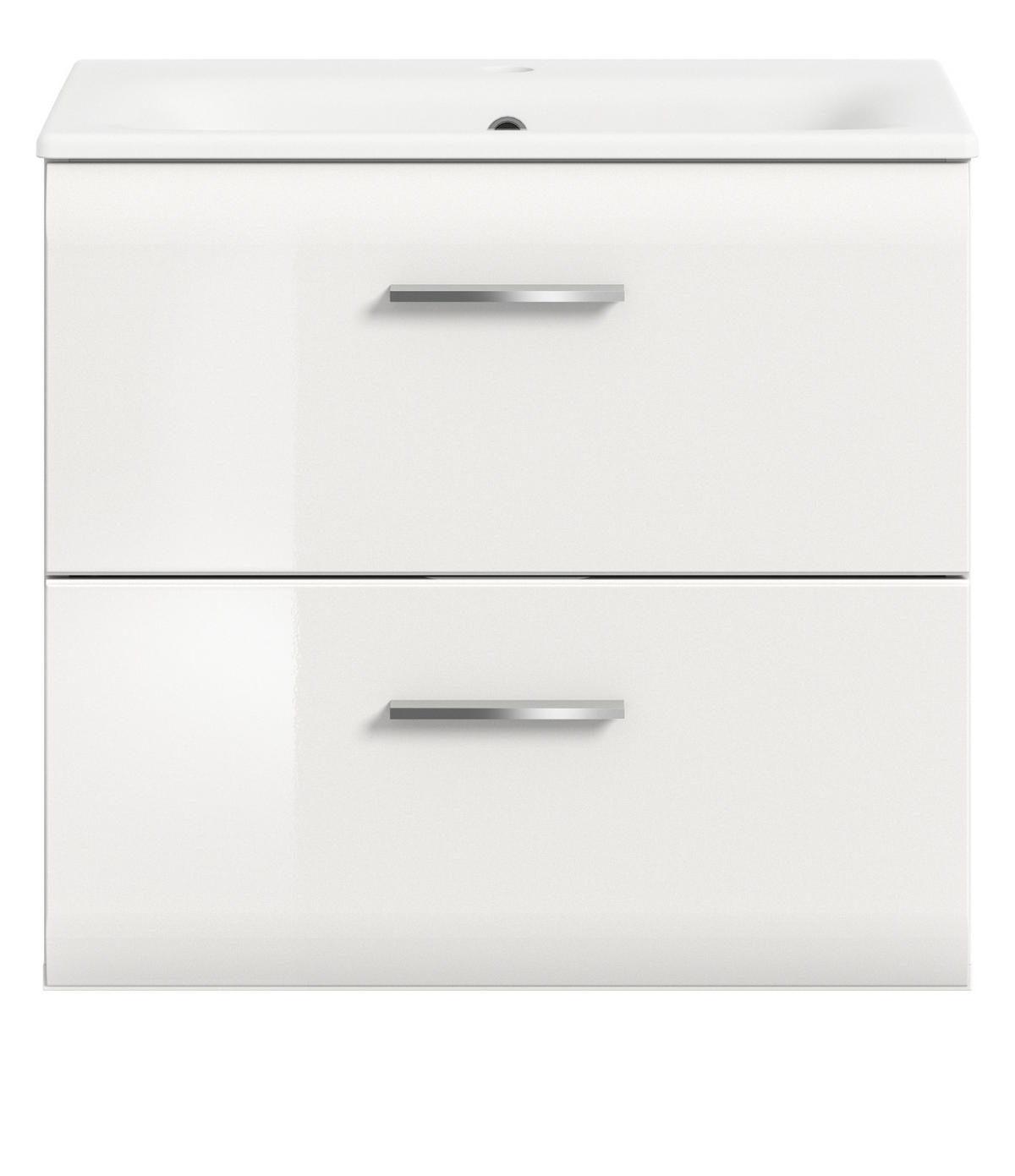 WASCHBECKENUNTERSCHRANK inklusive Waschbecken weiß Hochglanz, Waschtisch hängend - Weiß Hochglanz, Keramik/Holzwerkstoff (60/55/46cm) - Inn.Furn