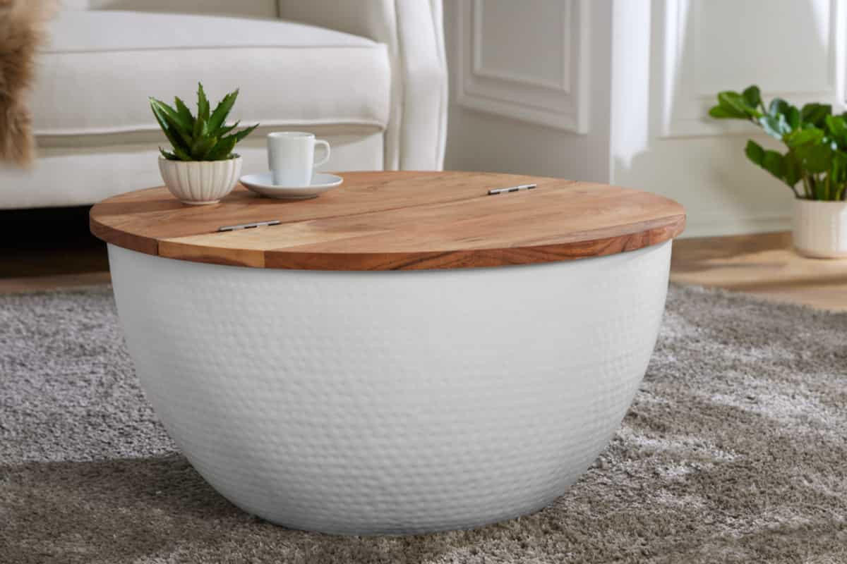 COUCHTISCH ORIENT STORAGE Akazie rund Natur 60cm - Braun, Holz/Metall (60/60/31cm) - riess-ambiente