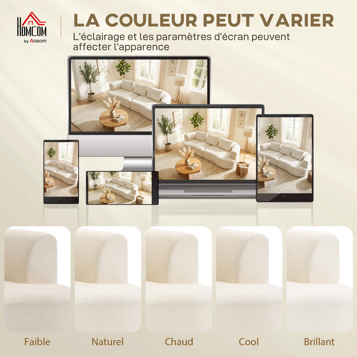 3-SITZER-SOFA DE-13518 mit 3 Kissen, keine Montage Creme - Creme, Textil (106/82/260cm) - ComfortXL