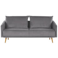 3-SITZER-SOFA Samtstoff Grau Maura - Grau, Textil (185/83/78cm) - Beliani