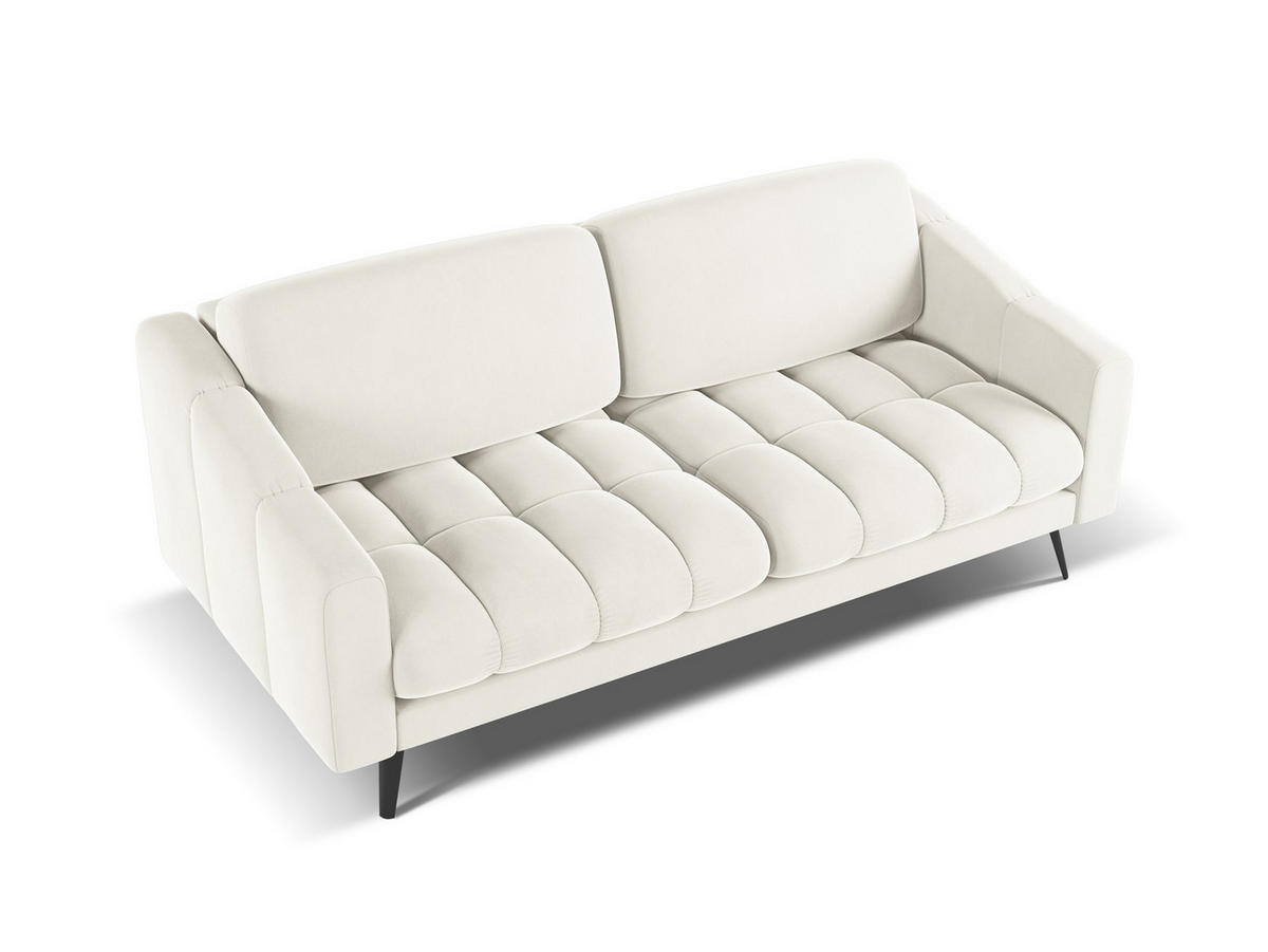 3-SITZER SOFA Samt Stoff Beige - Beige/Creme, Textil/Metall (202/80/95cm) - Makamii