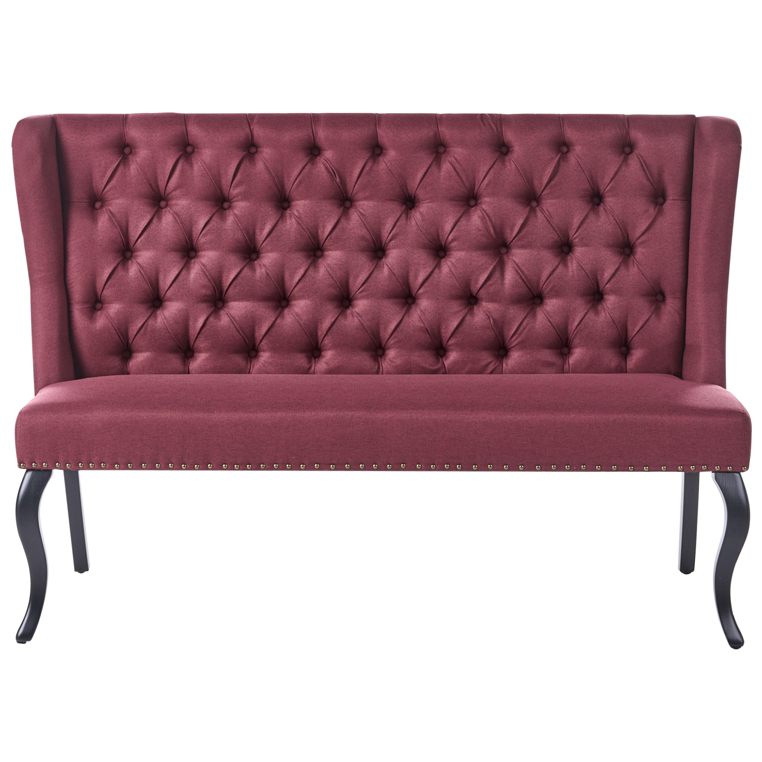 ESSZIMMERBANK 2-Sitzer Stoff Dunkelrot Torsby - Dunkelrot, Textil (154/106/63cm) - Beliani