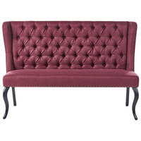 ESSZIMMERBANK 2-Sitzer Stoff Dunkelrot Torsby - Dunkelrot, Textil (154/106/63cm) - Beliani