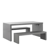 GARTENMÖBEL SET U-Form Beton grau Tisch mit 2 Bänken Taranto - Grau, Stein - Beliani