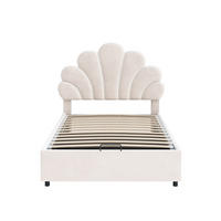 POLSTERBETT 90/200 cm in Beige Samt mit Bettkasten - Beige, Holzwerkstoff/Textil (90/200cm) - CHICFURN