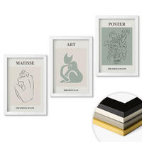 WANDBILDER 3er-Set - 20x30 cm Weißer Rahmen - Matisse Grün Beige Poster - Weiß, Kunststoff (20/30cm) - ArtPrintCave