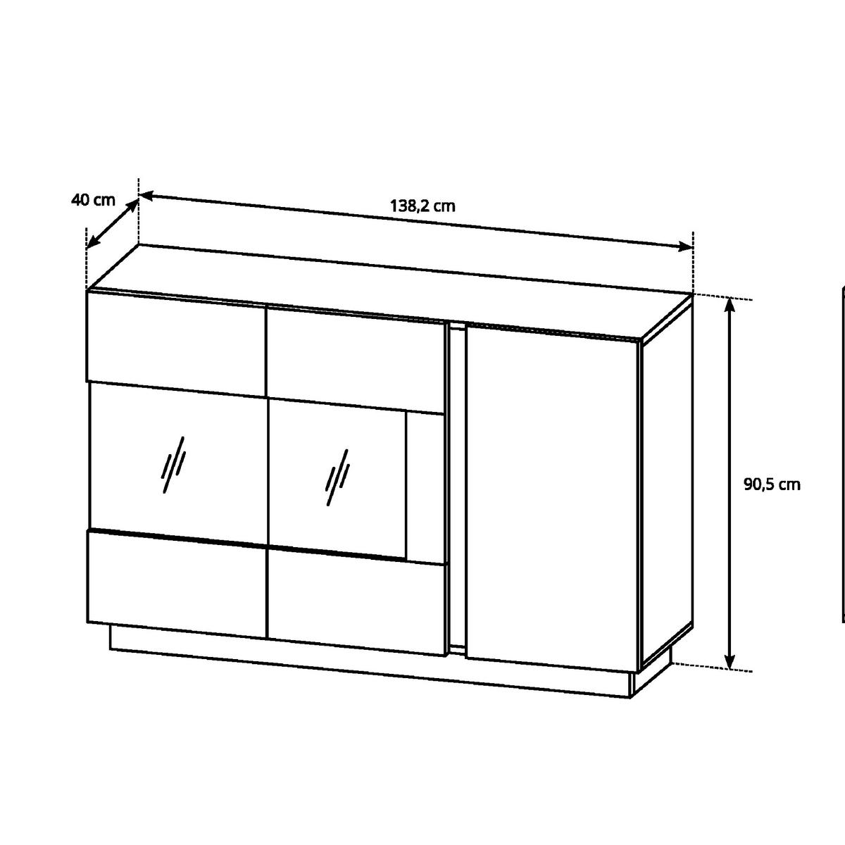 SIDEBOARD ANDEBU KOM1 ABS-Kante Eiche Eiche - Eichefarben/Braun, Glas/Holzwerkstoff (138/91/40cm) - Komodee