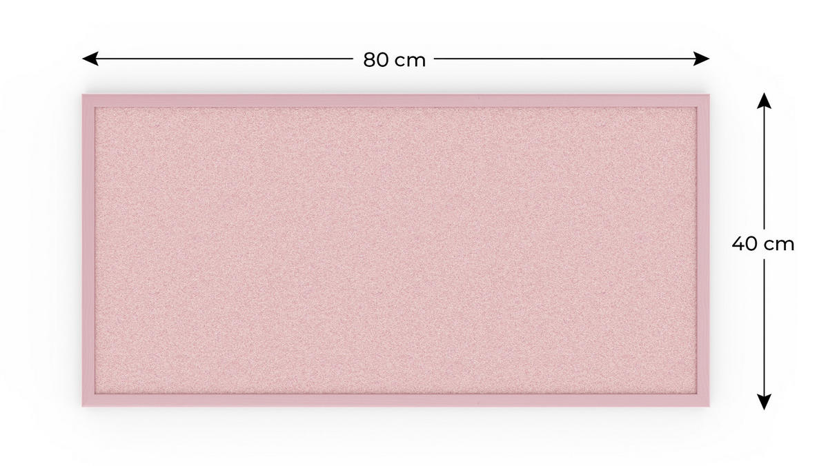 PINNWAND, Korktafel in Pink, 80x40 cm, Holzrahmen - Pink lackiert - Pink, Holz (80/40/1.5cm) - ALLboards
