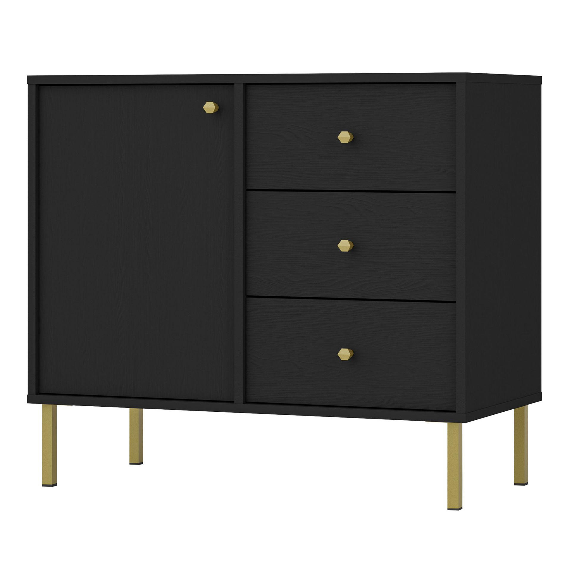 SIDEBOARD Oktio Schwarz-Graphit 84 cm - Goldfarben/Schwarz, Holzwerkstoff/Metall (83.6/73.9/40.8cm) - Selsey