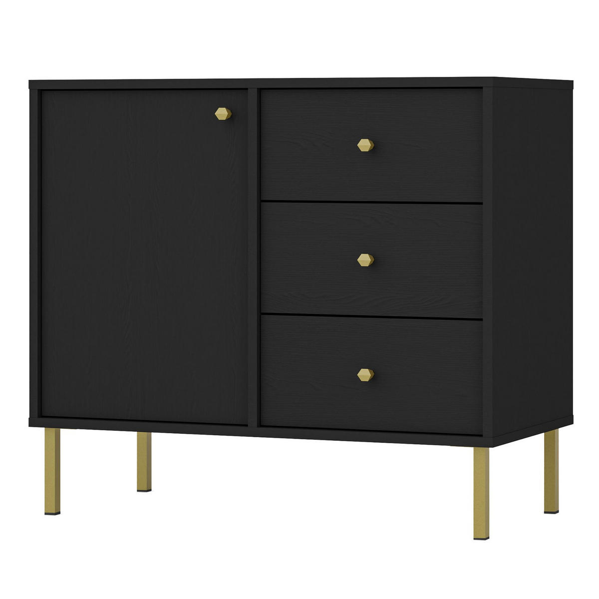 SIDEBOARD Oktio Schwarz-Graphit 84 cm - Goldfarben/Schwarz, Holzwerkstoff/Metall (83.6/73.9/40.8cm) - Selsey