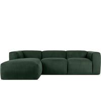 ECKMODULSOFA-LINKS BUFFO mit extrem weicher und bequemer Sitzfläche, Kordstoff, dunkelgrün - Dunkelgrün, Textil (297/180cm) - KONSIMO®
