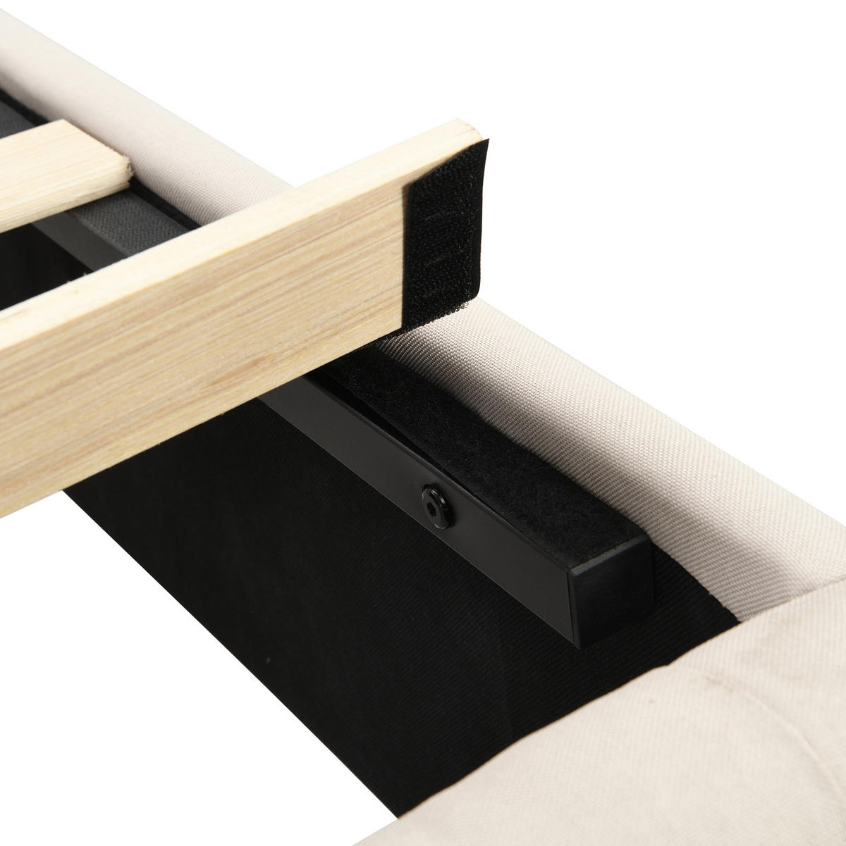 POLSTERBETT 180/200 cm Beige aus Leinen mit Knopfheftung - Beige, Textil (180/200cm) - OKMYHOME