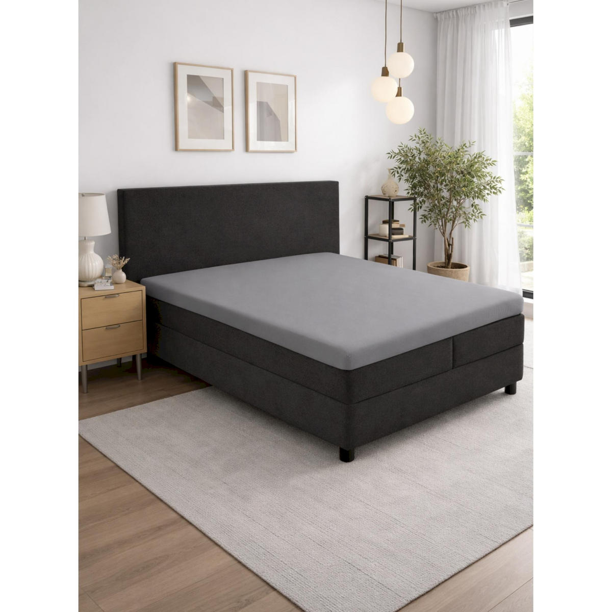 TOPPER Spannbettlaken BASIC - Grau, Textil (140/200cm) - Schöner Wohnen